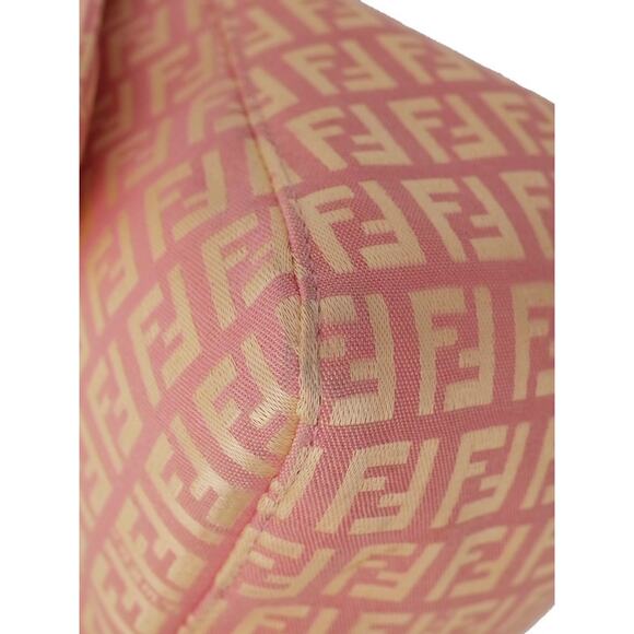 Authentic FENDI Mamma Zucca Zucchino Bucket Baguette Pink Beige Flap Bag Purse - Picture 7 of 7